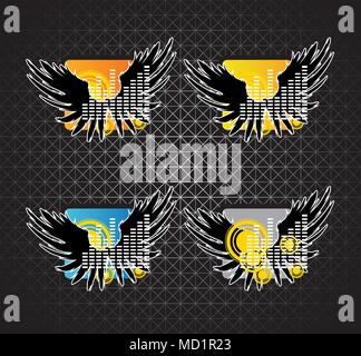 music icons collection on metal background Stock Vector