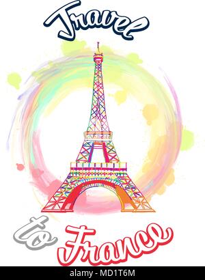 Travel to France Vector Concept. Hand drawn skyline illustration. Travel the world concept vector image for digital marketing and poster prints. Stock Vector