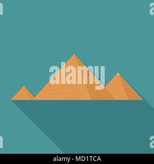 Pyramids flat long shadow design icon. Stock Vector
