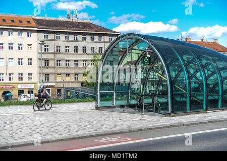 Hradcanska metro station, Building, Dejvice, Prague, Czech Republic Stock Photo