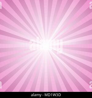 Gradient star burst background - retro vector graphic design from radial striped rays in pink tones Stock Vector