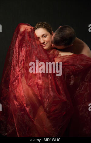 Happy Pregnant Woman Kissed Veil Stock Photo