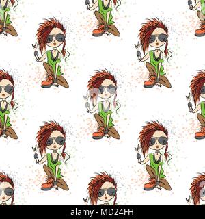 Funny, cute, crazy cartoon rock man. Rock music illustration Stock Vector  Image & Art - Alamy