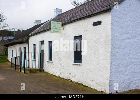 17 April 2018 The famous Irish cottages at Cockle Row in Groomsport Harbour in County Down Northern Ireland. A popular destination for visitors and to Stock Photo