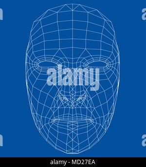 Wire-frame abstract human face Stock Vector