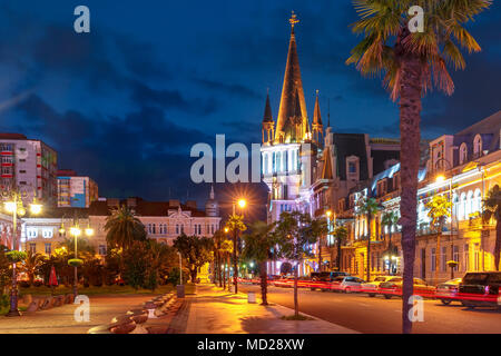 Europe Square during blue hour, Batumi, Georgia Stock Photo