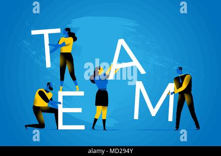 People work together on a great idea Stock Vector