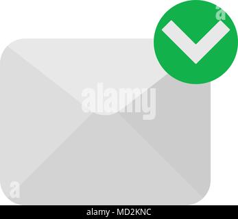 Message with a tick. vector illustration. flat style Stock Vector