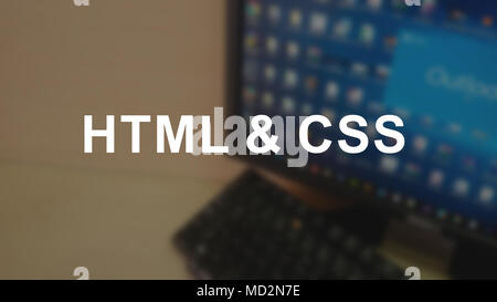 HTML word with blurring business background Stock Photo - Alamy