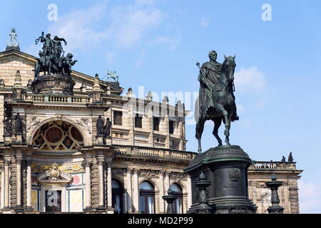 King Johann statue, John of Saxony Monument in Dresden, Germany Stock Photo