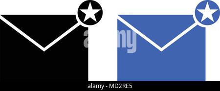 Envelope icon with star sign. vector illustration. glyph style Stock Vector