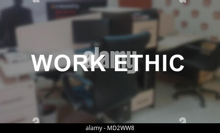 Work ethic word with blurring business background Stock Photo