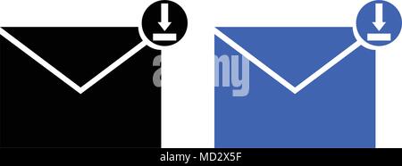 message download mail. vector illustration glyph style Stock Vector