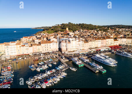 France, Aerial view of St Tropez on the French Riviera