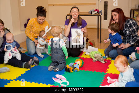Mother & Baby Group Baby Sign Language Stock Photo
