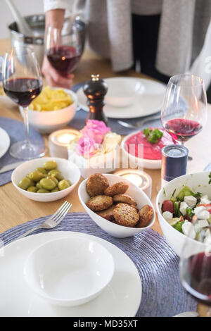 Vegetarian mediterranean food on the table- Vegetarian Sundau Brunch Stock Photo