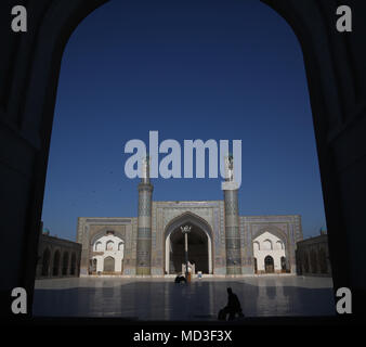 Herat. 16th Apr, 2018. Photo taken on April 16, 2018 shows the Masjid-e Jami mosque in Herat city, a UNESCO World Heritage Site, in Afghanistan. Credit: Rahmat Alizadah/Xinhua/Alamy Live News Stock Photo