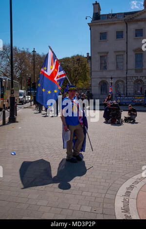 London, UK. 18th Apr, 2018. Anti Brexit protestor Steve Bray outside the Houses of Parliament in London Credit: Tim Ring/Alamy Live News Stock Photo