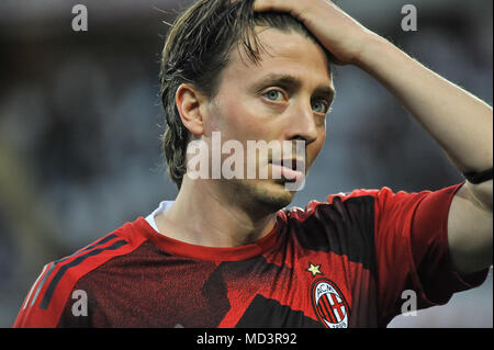 Turin, Italy. 18th Apr, 2018. Riccardo Montolivo (AC Milan) during the Serie A football match between Torino FC and AC Milan at Stadio Grande Torino on 18th April, 2018 in Turin, Italy. Credit: FABIO PETROSINO/Alamy Live News Stock Photo