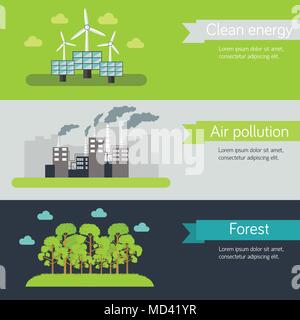 ecological horizontal banners vector illustration concept. Template for website and mobile appliance concept Stock Vector