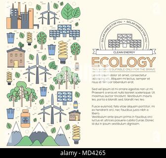 Thin line natural resources modern illustration concept. Infographic way from ecology to clean energy. Icons on isolated white background. Flat vector template design for web and mobile application Stock Vector