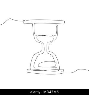 Hourglass - one line design style illustration Stock Vector