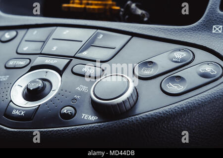 Car air conditioning control panel inside a car. Car interior Stock Photo
