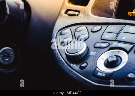 Car air conditioning control panel inside a car. Car interior Stock Photo