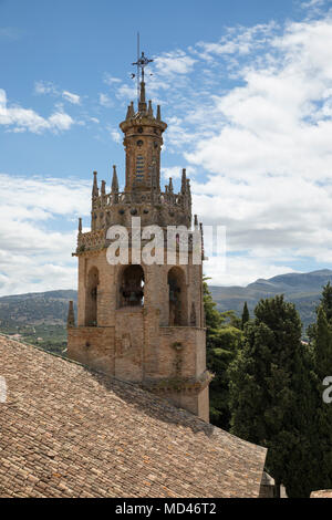 view from roof of the Iglesia de Santa Maria la Mayor church over the old town to the mountains of the Sierra de Grazalema, Ronda, Andalucia, Spain Stock Photo