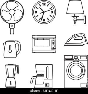 Home appliance. Vector thin line Stock Vector