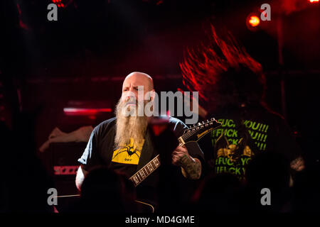 Norway, Bergen - April 15, 2018. The American sludge metal band Crowbar performs a live concert at Hulen in Bergen. Here guitarist and vocalist Kirk Windstein is seen live on stage. (Photo credit: Gonzales Photo - Jarle H. Moe). Stock Photo