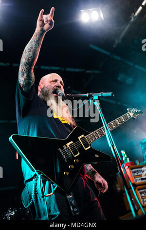 Norway, Bergen - April 15, 2018. The American sludge metal band Crowbar performs a live concert at Hulen in Bergen. Here guitarist and vocalist Kirk Windstein is seen live on stage. (Photo credit: Gonzales Photo - Jarle H. Moe). Stock Photo