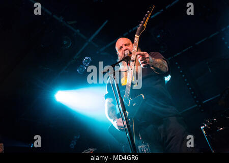 Norway, Bergen - April 15, 2018. The American sludge metal band Crowbar performs a live concert at Hulen in Bergen. Here guitarist and vocalist Kirk Windstein is seen live on stage. (Photo credit: Gonzales Photo - Jarle H. Moe). Stock Photo