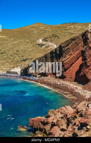 Greece Cyclades Islands Santorini Akrotiri black beach nude sunbathers