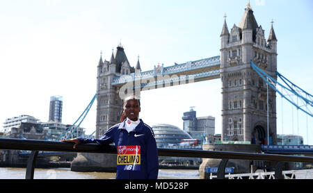 Rose Chelimo of Bahraini poses during the media day at Tower Hotel London. PRESS ASSOCIATION Photo. Picture date: Wednesday April 18, 2018. Photo credit should read: Steven Paston/PA Wire Stock Photo