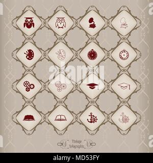 Icons set in vintage style Stock Vector