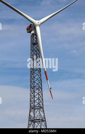Assembly worker, inspecting, wind turbine, rotor testing Stock Photo