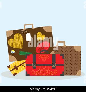 Vector illustration with luggage -bags and suitcases. Eps10 file. Stock Vector
