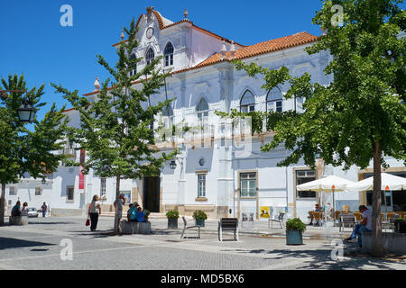 EVORA, PORTUGAL - JULY 01, 2016: Town Hall on the Plaza of Sertorio. It's the remains of the Roman baths (Termas Romanas) inside an office building. E Stock Photo