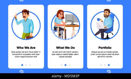 Web Page Banners Vector. Business Technology. Financial Management. Cartoon Team. Onboarding Screen. Looking Opportunity. Illustration Stock Vector