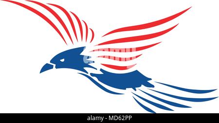 red white and blue eagle logo