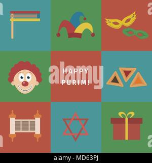 Purim Holiday Cute Carnival Costume Masks And Elements Set. Childish Print  For Greeting Cards, Posters, Invitations And Stickers. Royalty Free SVG,  Cliparts, Vectors, and Stock Illustration. Image 125131374.