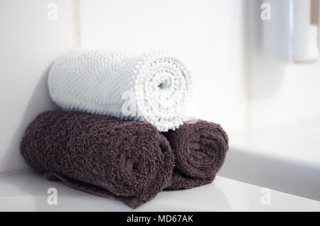 towels in bathroom Stock Photo