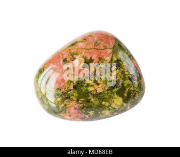 Green and pink natural rock Unakit isolated on white background Stock Photo