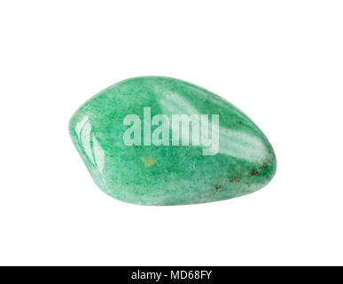 Natural semi-precious green Aventurine gemstone isolated on white background Stock Photo