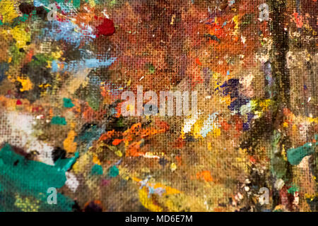 Used in the operation of the oil paint artist's palette, blured. Stock Photo