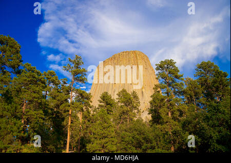 Devils Tower is located in in Crook County, northeastern Wyoming. Also, known as United States National Monument. Stock Photo