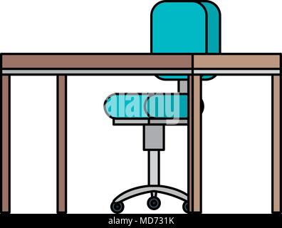 office chair with desk wooden Stock Vector