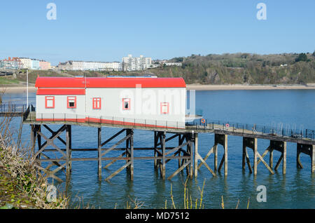 The old lifeboat station at Tenby Harbour which is Grade 2 listed and has been converted into a house Stock Photo