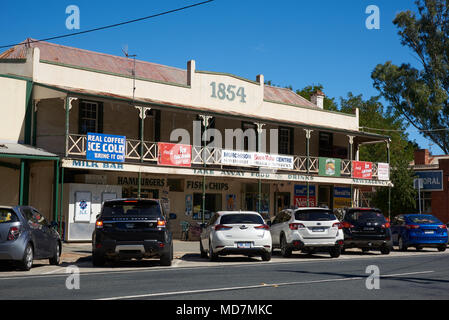 Old store opposite Goulbun River in Murchison, Victoria, Australia. Stock Photo